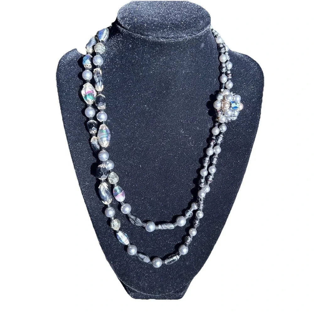 Vintage Multi Strand Necklace Clip On Earrings Set Japan